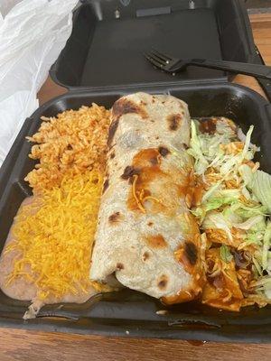 Carne asada burrito with enchilada