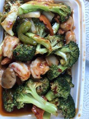 Szechuan shrimp - too much broccoli/not enough other/too much OIL!!