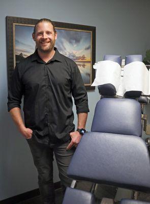 Dr. Erik Wells in one of the Chiro Clinic exam rooms