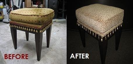 Bathroom ottoman reupholstered