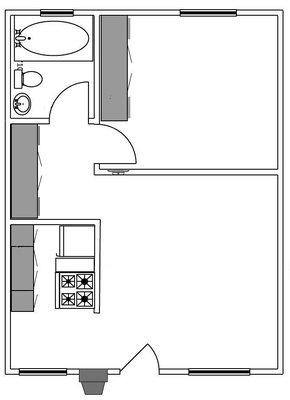 1x1 600 Sq Ft Floor-plan