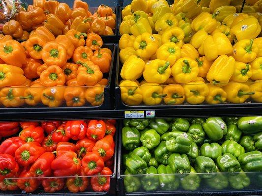 Fresh Orange, Yellow, Red and Green Bell Peppers