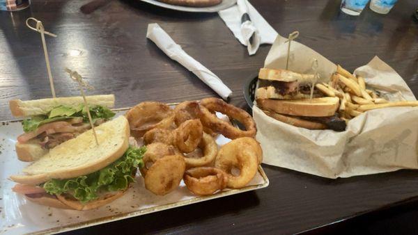 Turkey sandwich and brisket grilled cheese