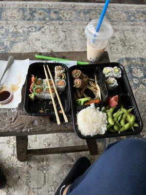 What's left of our sushi, bento box and bubble tea.