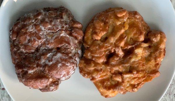 Apple Fritters  Comparison RISE on the left Baker's Dozen on the right (bigger and BETTER)