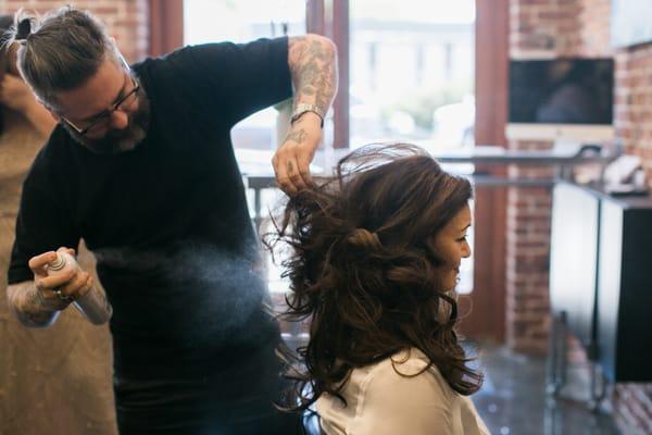 Setting my beautiful wedding hair.