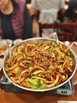 extra hot spicy sliced beef in dry pot