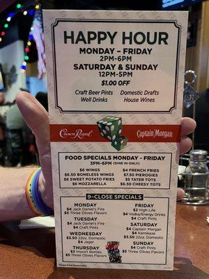 Happy Hour Menu 5/2022