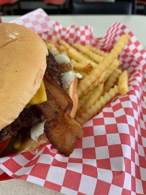 Bacon Cheeseburger and French Fries