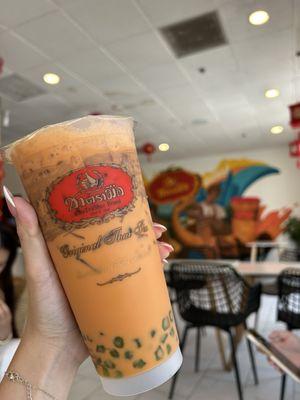 thai tea w/ pandan boba