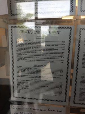 Menu on door