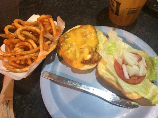 Spicy Chicken sandwich and curly fries