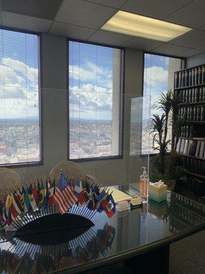 Conference Room for consultations. Plexi Shields in office for client's safety.