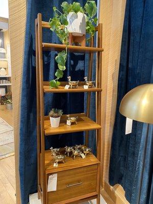 Midcentury bookshelf with planter