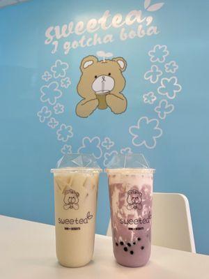 White Peach Oolong Milk Tea & Creamy Taro