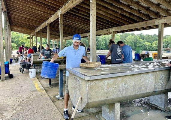 Diligently working at the Wash Pavilion.