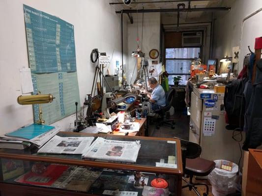 Georges at work in his workshop.