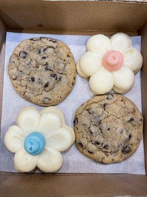 Sugar cookies and semisweet chocolate chip cookies