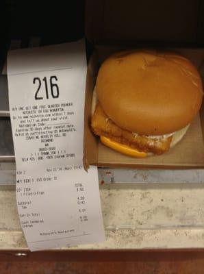 One Filet-O-Fish for $4.59 or $5.01 after tax