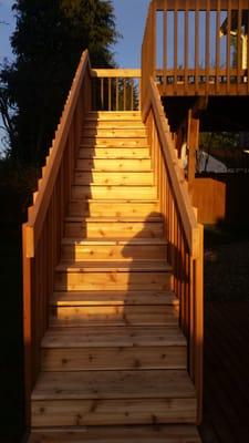 Stairs created from our upper deck to our lower deck.