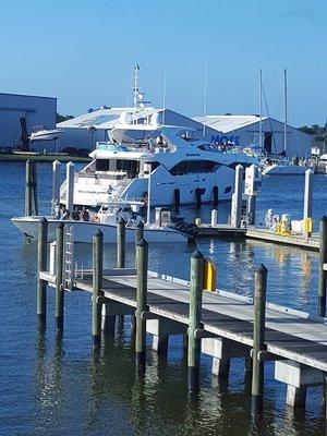 Boat docked at DYS marina and fuel.