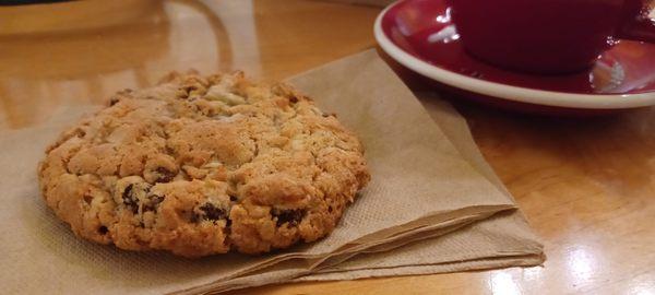 Freshly baked oatmeal cookie.