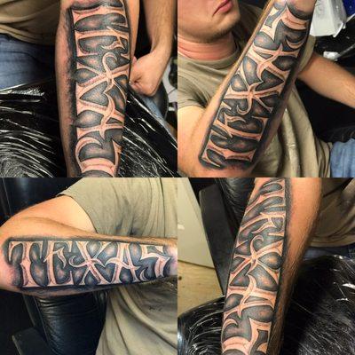 Custom lettering done by Big Juniors Tattoos