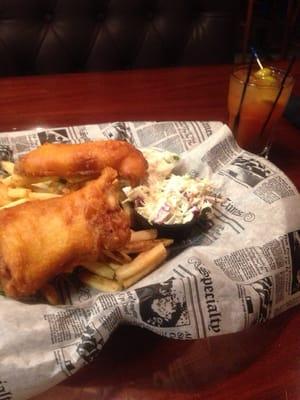 Fish and chips & Bloody Mary.