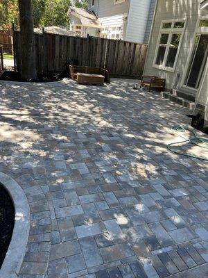 Permeable paver patio installation done by crew guys!!