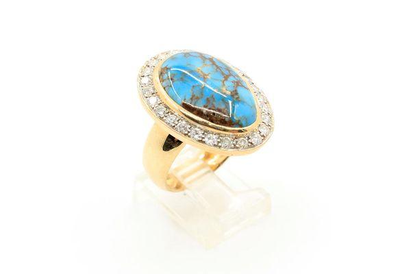 Gold Morenci Turquoise Diamond Ring