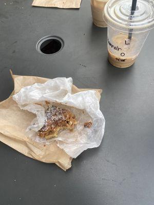 Crumb Cake and Iced Latte