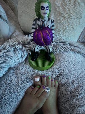 Beetlejuice themed pedicure