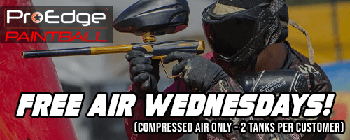 We offer free air Wednesday for HPA and Compressed Air Tank owners. (CO2 Not Included)