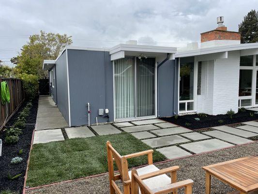 Simple, clean lines allow for maximum use of this master bedroom entry to the backyard.