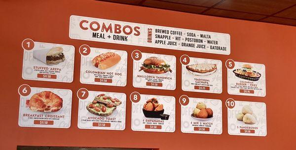 Combo menu meals