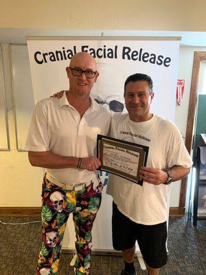 Dr. Perkins receiving one of his CFR certifications from one of the greats in the profession, Dr. Adam Del Torto, in California