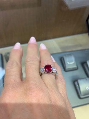 He used my ring and my loose ruby to make a custom piece.