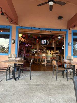 Indoor dining area entrance from patio