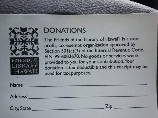 Book donation tax deduction form