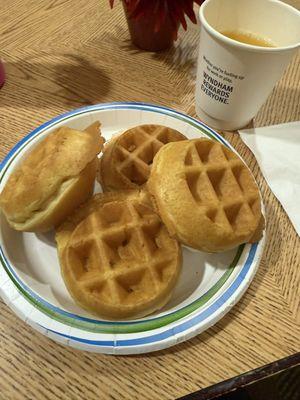 mini waffles and OJ