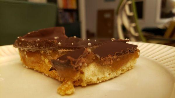 Millionaire shortbread ($6). Horrible. Terrible-tasting caramel & too much of it. Extremely sticky on your fingers, too.