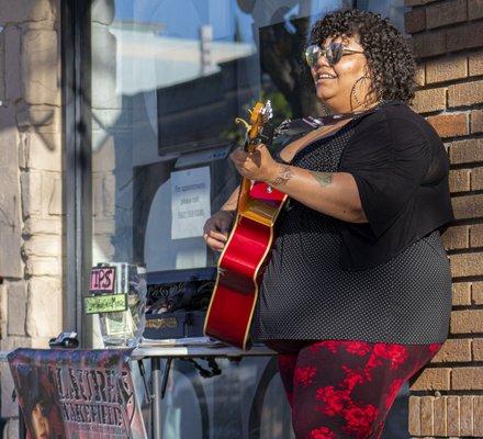 Singer/Guitarist some musical entertainment along the LB Art Walk