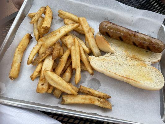 Brat and fries