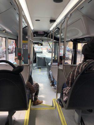 Inside the shuttle bus