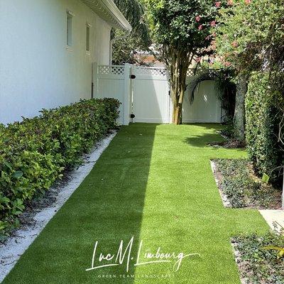 Artificial turf grass being installed!