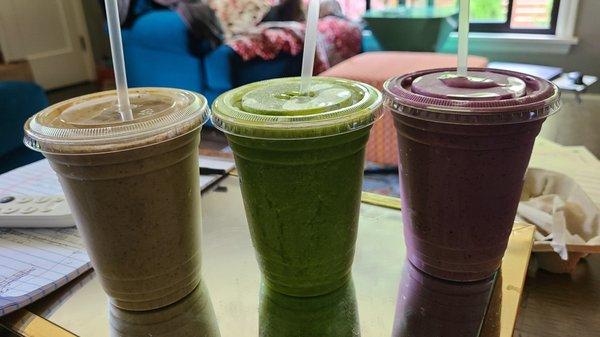 MACA SHAKE, GREEN DRAGON, and BERRY BUTTERY