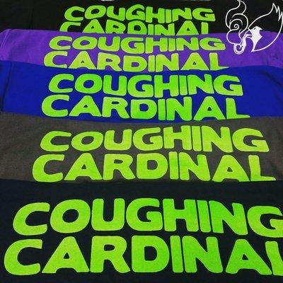 Green print Coughing Cardinal tees