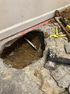 Slab leak repair