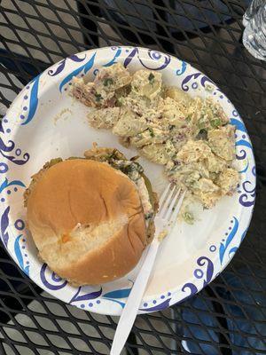 Southwestern chicken sandwich and potato salad