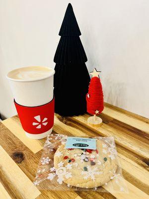 Crème Brûlée latte and chocolate peppermint sugar cookie